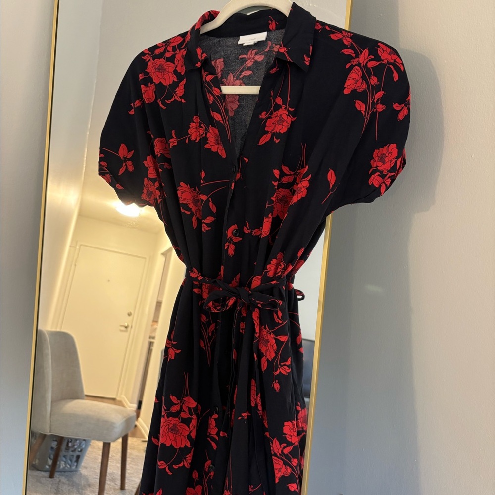 Elegant Black and Navy Floral Dress